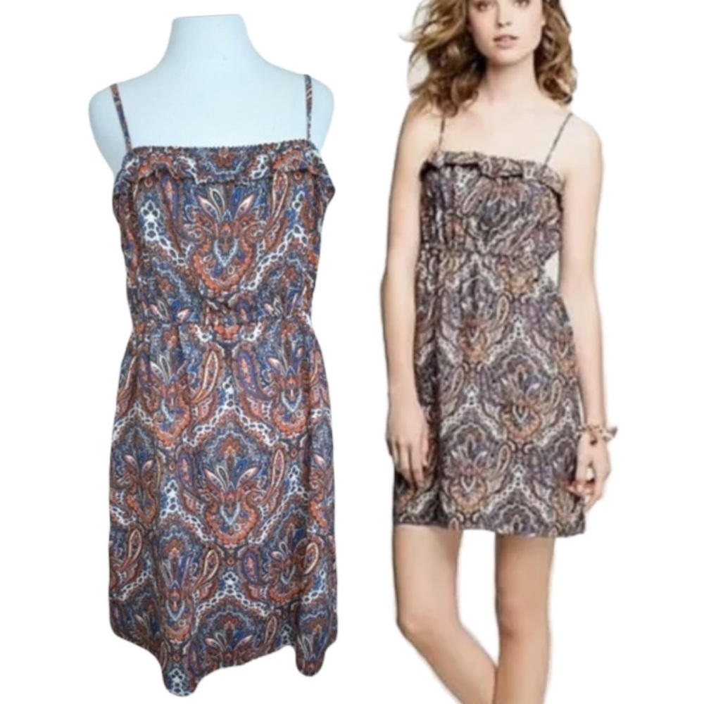 J Crew Candace Paisley Spaghetti Strap Dress